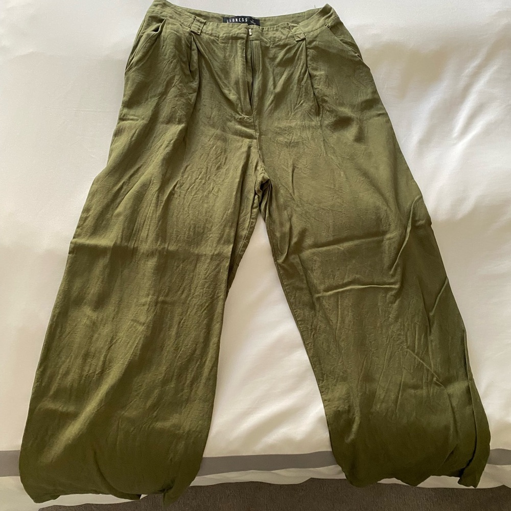 Lioness Olive Green Wide-Leg Pants